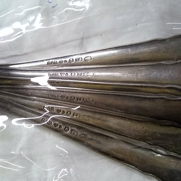 6) GAB Sweden Demitasse Silver plated Spoons 4" Silver  flatware Makers Marks - Picture 6 of 6